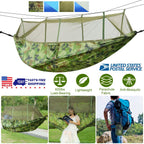 600lbs Load 2 Persons Hammock w/Mosquito Net Outdoor Hiking Camping Hommock Portable Nylon Swing Hanging Bed w/ Strap Hook Carry Bag