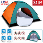 3/4 Man Waterproof Camping Tent Instant Pop Up Dome Tent w/Mosquito Net Doors Bags
