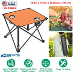 2Pcs Foldable Camping Table Portable Picnic Table Lightweight Travel Desk with 2 Cup Holders/Table Carrying Bag