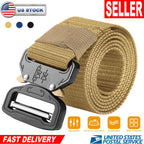 Men Military Belt Adjustable Tactical Belt Combat Waistband w/Metal Buckle Nylon Training Belt