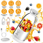 2-in-1 16.9OZ Portable Fruit Blender Electric Rechargeable Juice Cup for Shakes Smoothies Juice Personal Fruit Mixer with 6 Blades