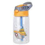 16.2Oz Leak-proof Kids Water Bottle with Straw Push Button Sport Water Bottle for Kids Crab Ship Jellyfish Rocket