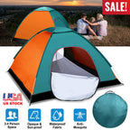 3/4 Man Waterproof Camping Tent Instant Pop Up Dome Tent w/Mosquito Net Doors Bags