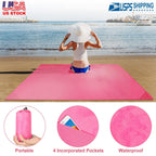 Portable Beach Blanket 4.6’ x 6.6’ Waterproof Foldable Camping Rug Pocket Sandproof Picnic Mat for Camping Picnic Hiking Grass Travel