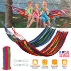 Double Hammock 2 Person Canvas Hanging Hammock Swing Bed with Carrying Bag Hold 330LBS for Camping Travel Beach
