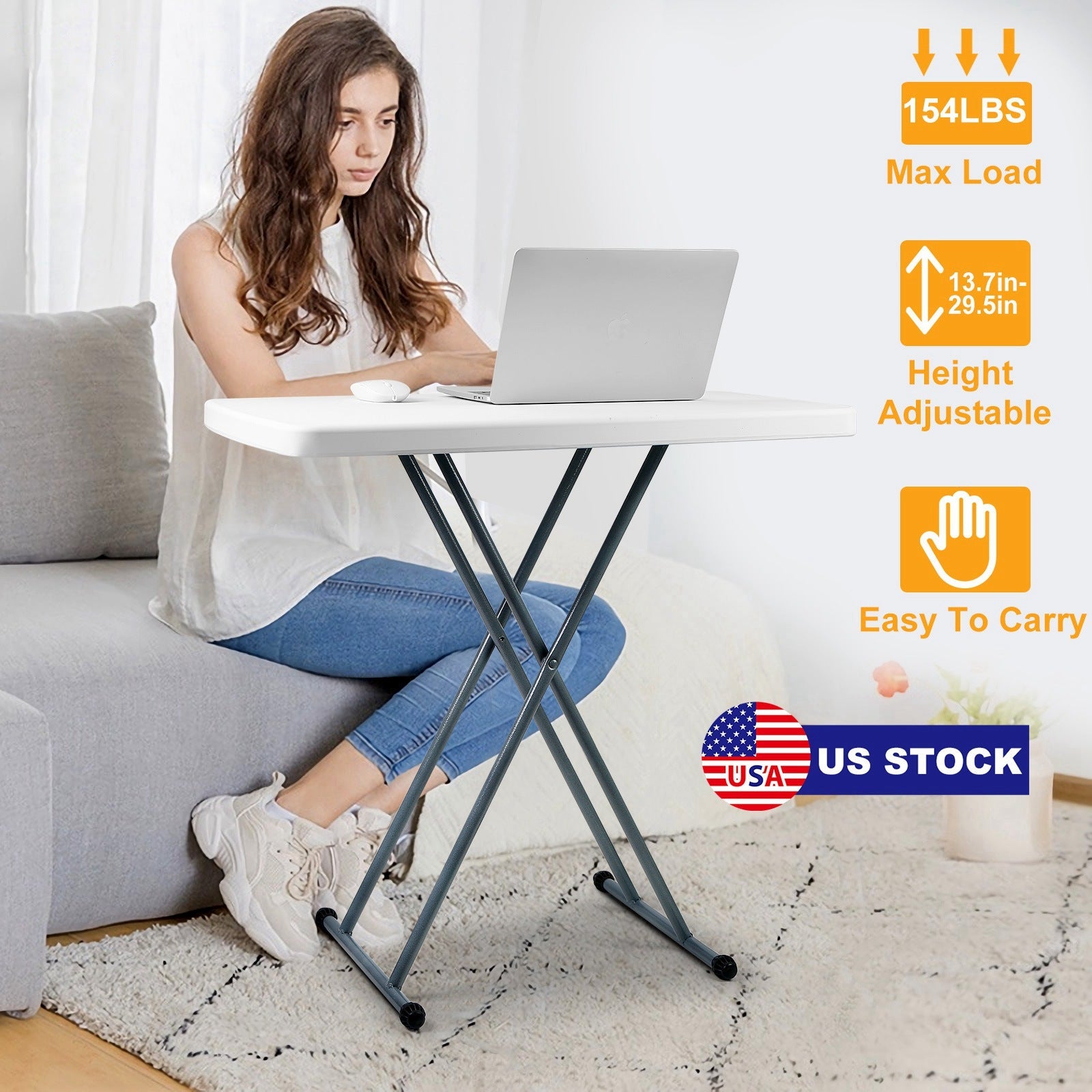 Folding Snack Table Height Adjustable Dining Tea Coffee Table TV Side Tray Laptop Desk For Home Office Indoor Outdoor Use