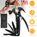12 in 1 Hammer Multitool Portable Stainless Steel Mini Hammer Survival Tool Camping Gear Unique Gifts for Dad Husband Brother Boyfriend