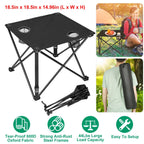2Pcs Foldable Camping Table Portable Picnic Table Lightweight Travel Desk with 2 Cup Holders/Table Carrying Bag