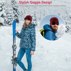 Unisex Knit Beanie Hat with Goggle Chunky Winter Warm Hat Skull Cap 4 Colors