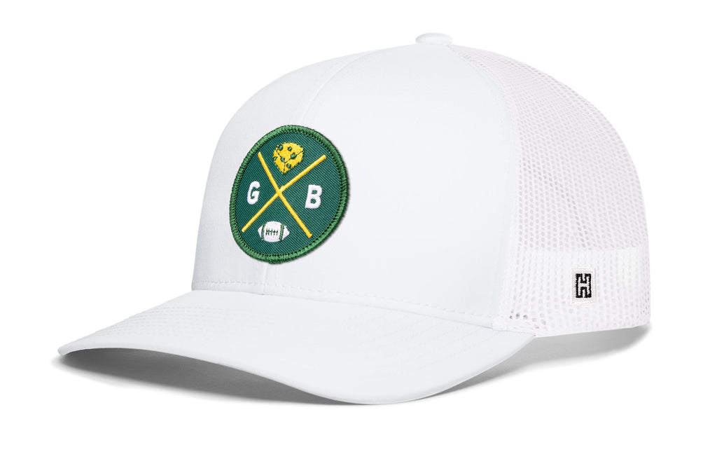Green Bay Trucker Hat  |  Black GB Cheese X Football Snapback