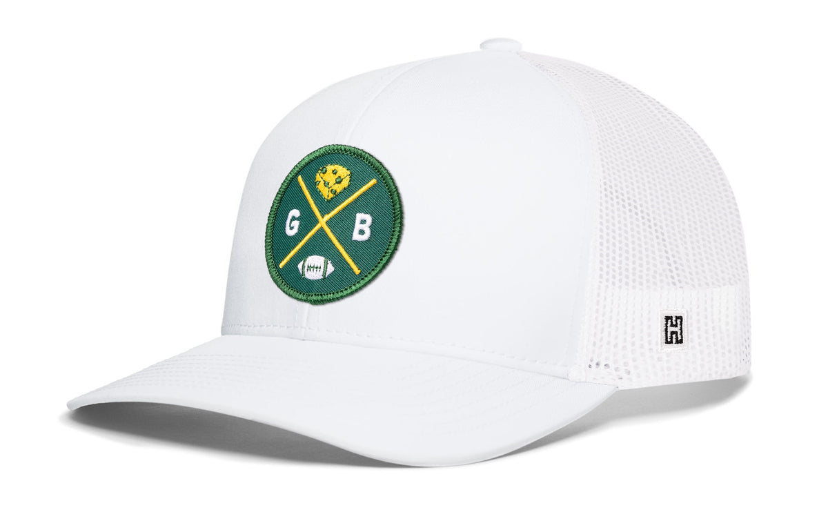 Green Bay Trucker Hat  |  Black GB Cheese X Football Snapback