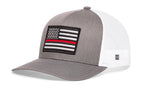 Thin Red Line Trucker Hat  |  Gray-White Fire Snapback