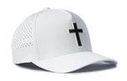 Cross Performance 5-Panel Hat  |  Black PVC Christian Flexfit® Snapback