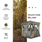 3 Person Portable Pop-Up Ground Tent with Gun Ports and Carrying Bag