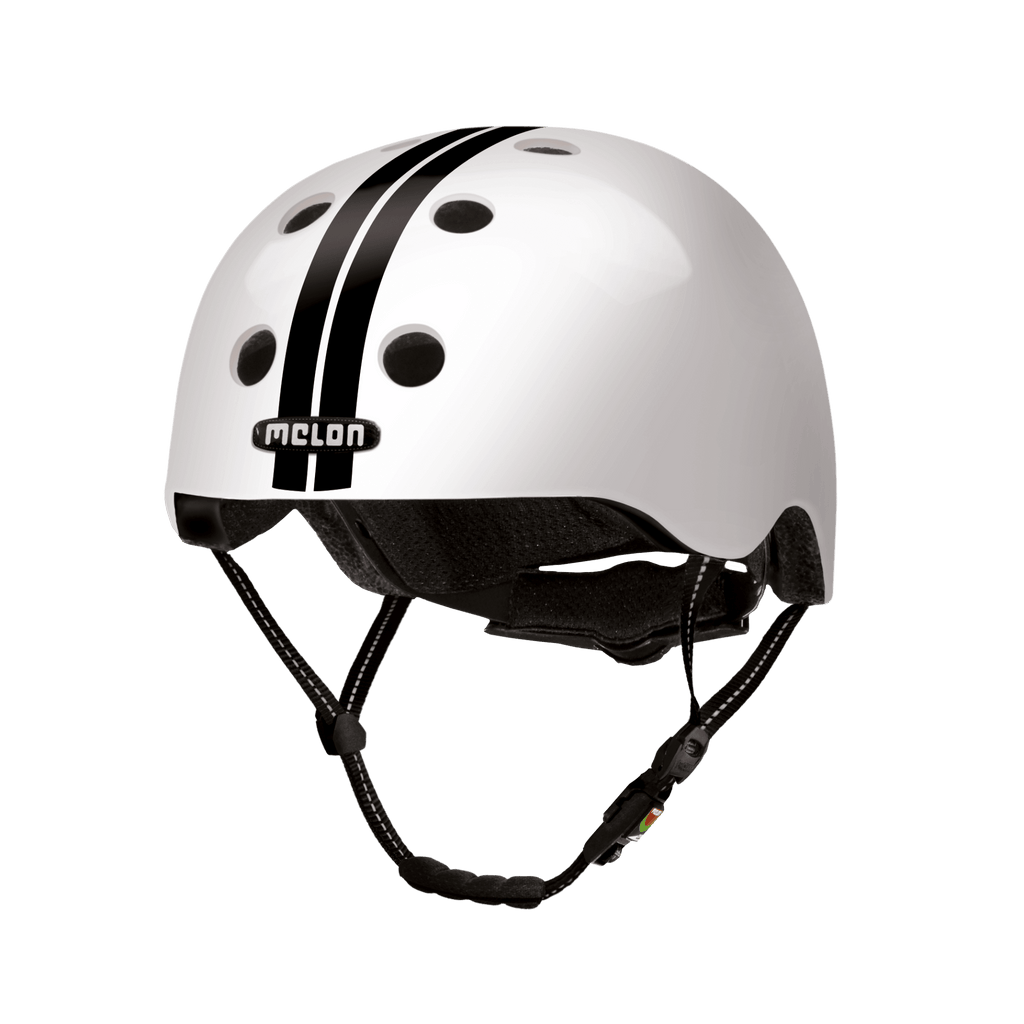 Race Days White - Melon Helmet for skateboarding, biking, scooting, and commuting