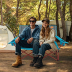 Oversized Camping Chair Folding Loveseat Camping Couch with Cup Holders & Thick Padding