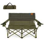 Oversized Camping Chair Folding Loveseat Camping Couch with Cup Holders & Thick Padding
